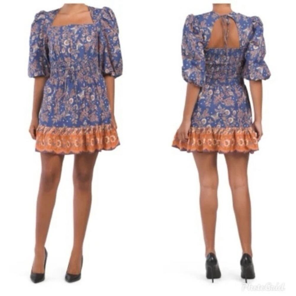 House of Harlow 1960 Nastassia Blue Balloon Sleeve Mini Dress XS